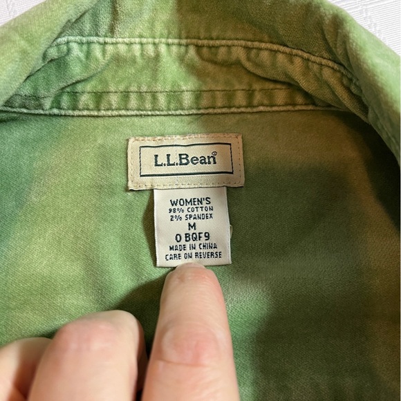 Vintage 90's/Y2K L.L. Bean Women's Green Cotton/Spandex Shacket Grunge Medium - Picture 7 of 10